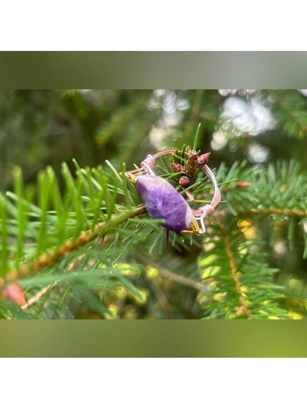 ARTISAN HandCrafted Stunning Amethyst Copper Wire Wrap Ring ANY SIZE Custom Made
